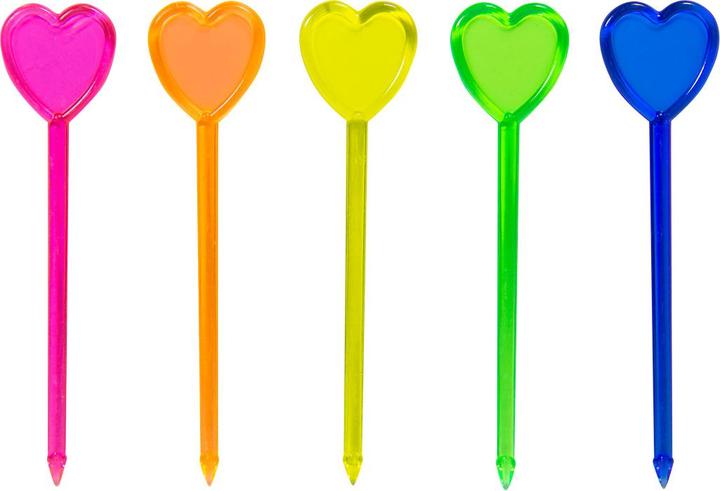 Image du produit Folat Bâtonnets cocktail colorés coeur 8,5cm - 24 pièces (24 x)