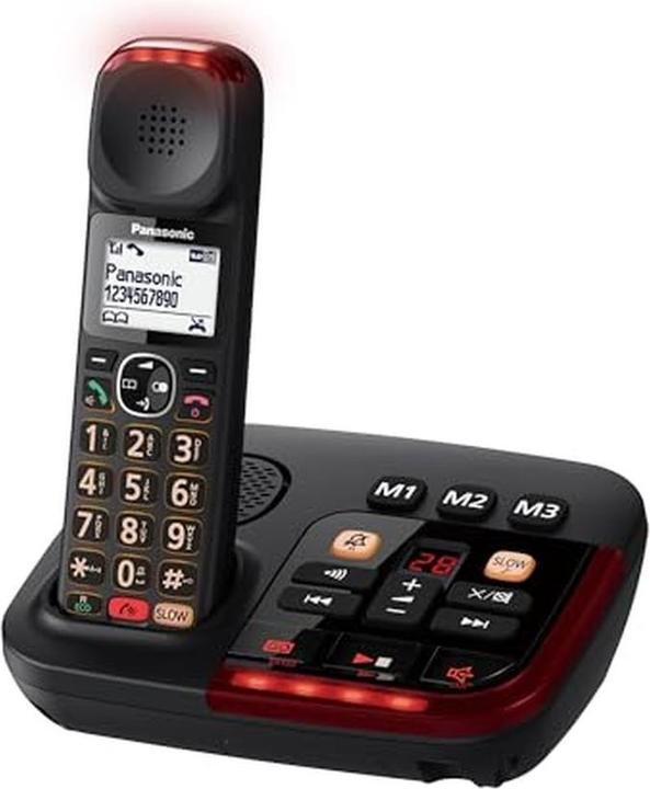 Actual product image Panasonic Téléphone fixe numérique sans fil avec répondeur, haut volume, mode parole lente et blocage d'appels