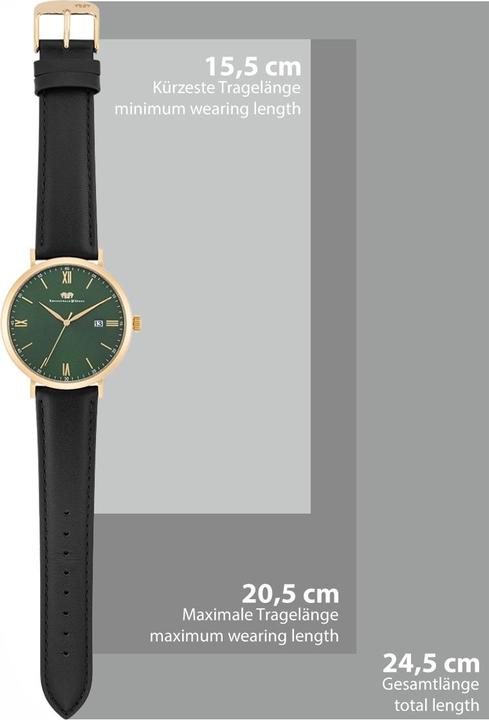 Actual product image Quartz watch Adelsmann genuine leather yellow gold - 34114 (Analogue wristwatch, 42 mm)