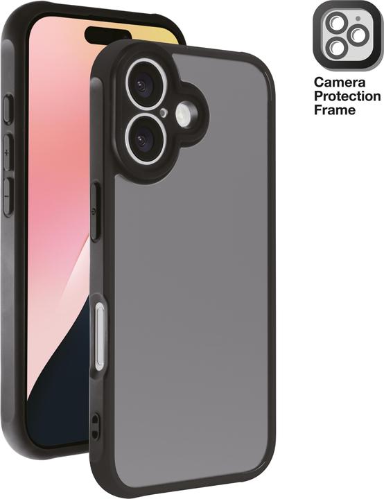 Immagine prodotto Vivanco Cover FROSTED per iPhone 16, semitrasparente/nera, cornice di protezione della fotocamera interna (Apple iPhone 16)