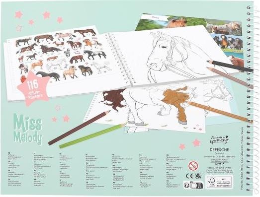 Actual product image Magni DEPESCHE Miss Melody colouring book horse dreams with stickers