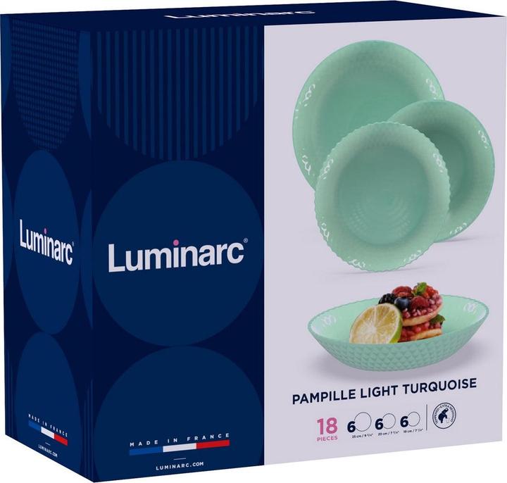 Produktbild Luminarc Geschirr Pampille Turquesa türkis Glas 18 Stücke (18 Stk.)