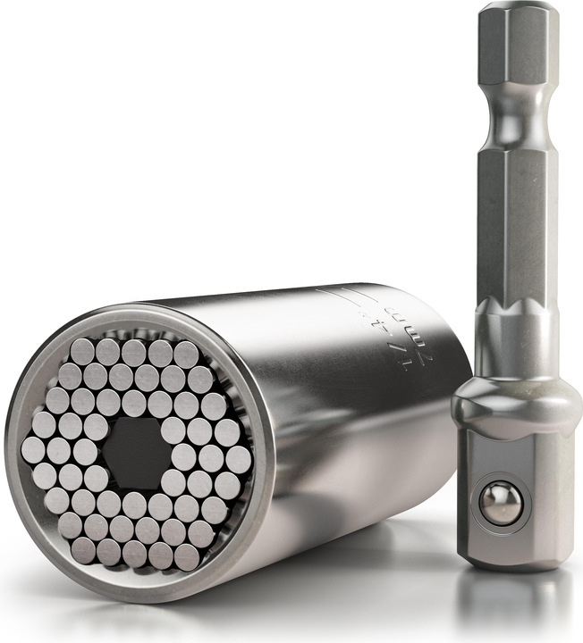 Brandson Steckschlüssel, Universal Schlüssel, Multifunktions Nuss Bit Adapter, Universalnuss 7-19mm + Adapter