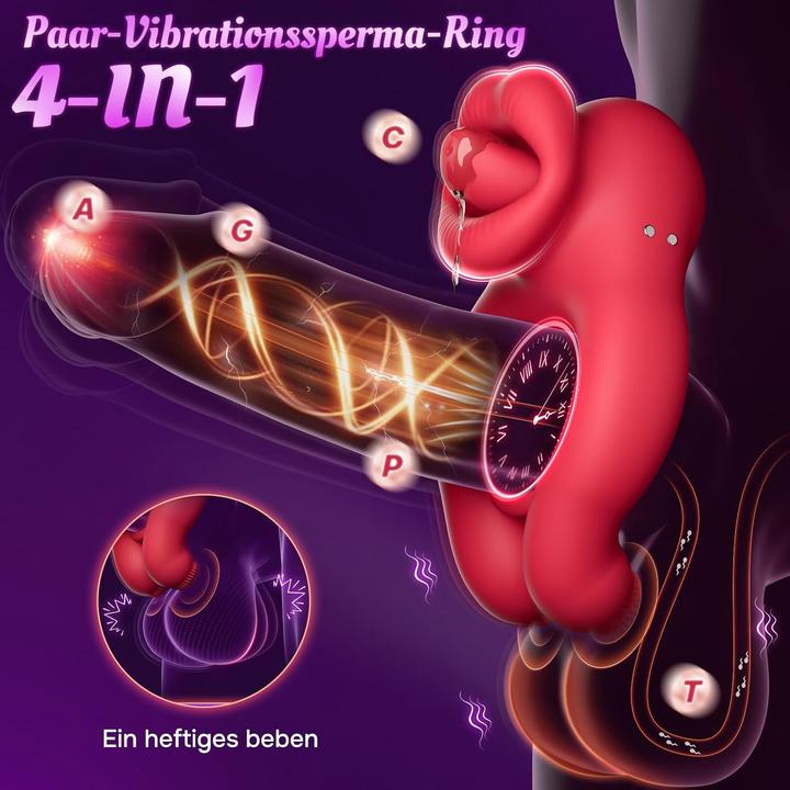 penisring für paare Wiederaufladbarer 10-Gang Vibrations-Penisring mit Zungen-Vibrator Cockring  mit Vibrierendem Zungenring für Paare main image 0