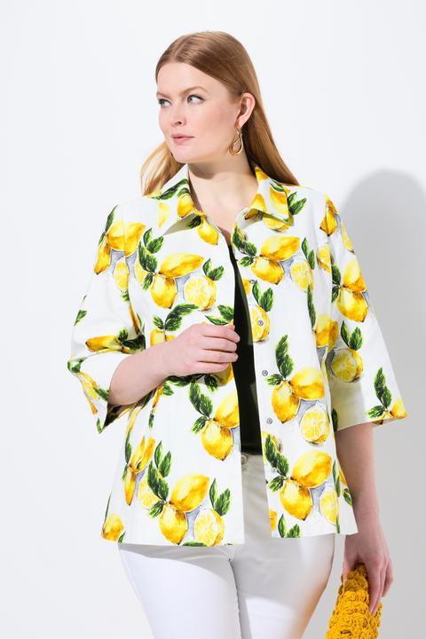 Actual product image Ulla Popken Lemon Print 3/4 Sleeve Jacket (54)
