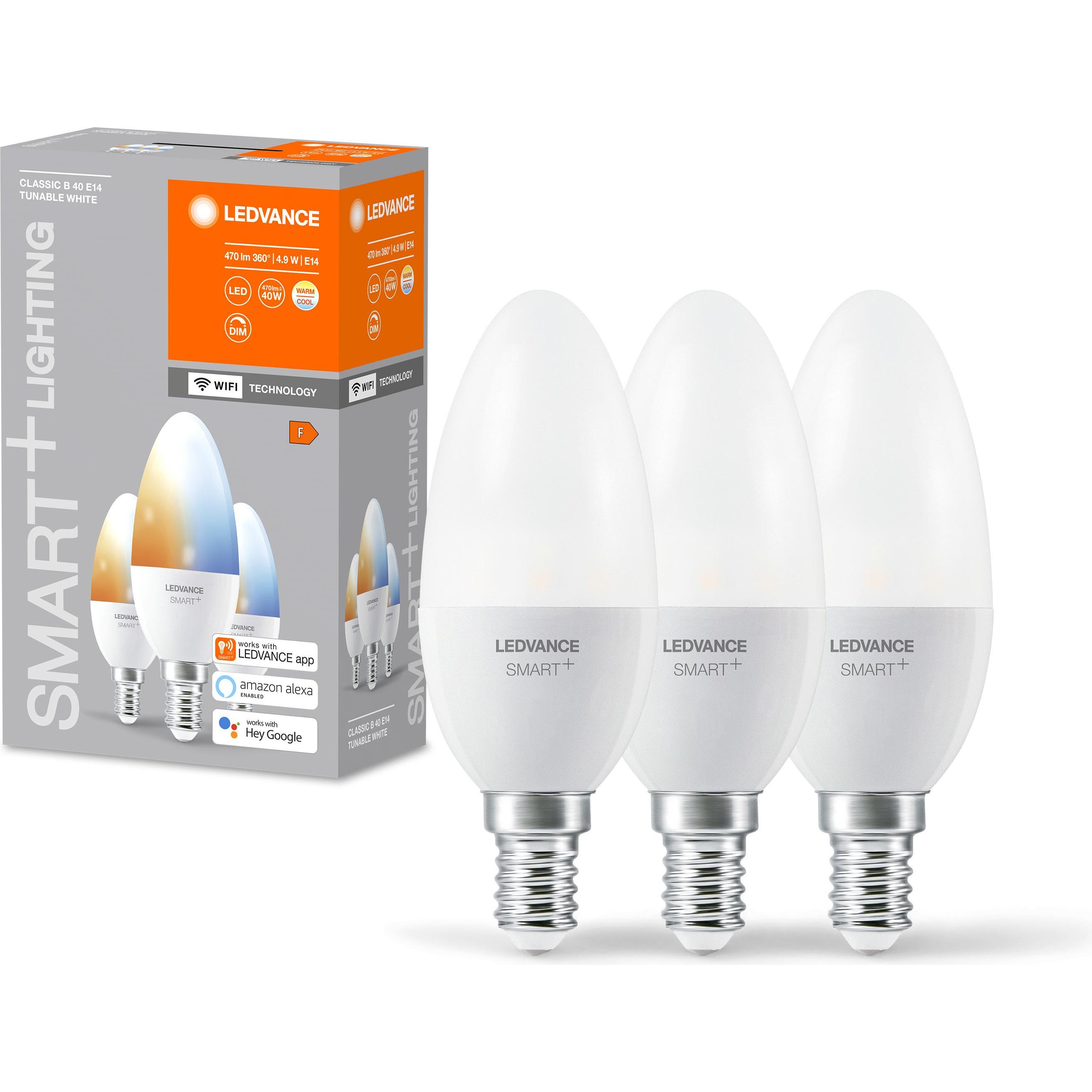 Ledvance, Leuchtmittel, Smart+ Wifi Candle (E14, 4.90 W, 470 lm, 3 x, F)