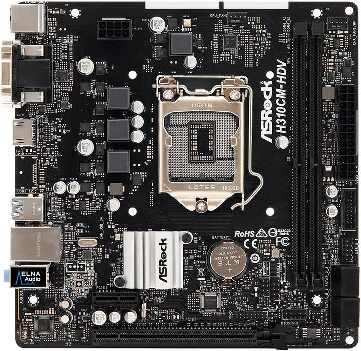 Actual product image AsRock H310CM-HDV (LGA 1151, Intel H310, mATX)
