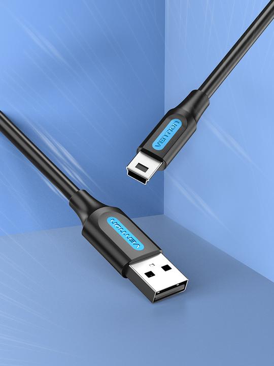 Image du produit Vention Câble USB 2.0 Type-A/Mini USB Type-B noir - 1,5m (1.50 m, USB 2.0)