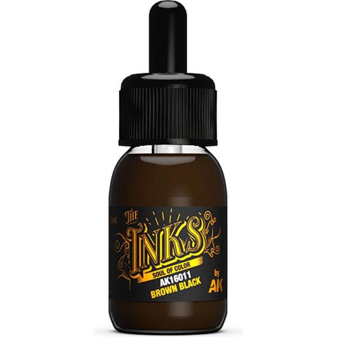 AK Interactive, Künstlerfarbe + Bastelfarbe, Pot de Peinture - Inks Brown Black (30 ml) (Braun, Schwarz, 30 ml)