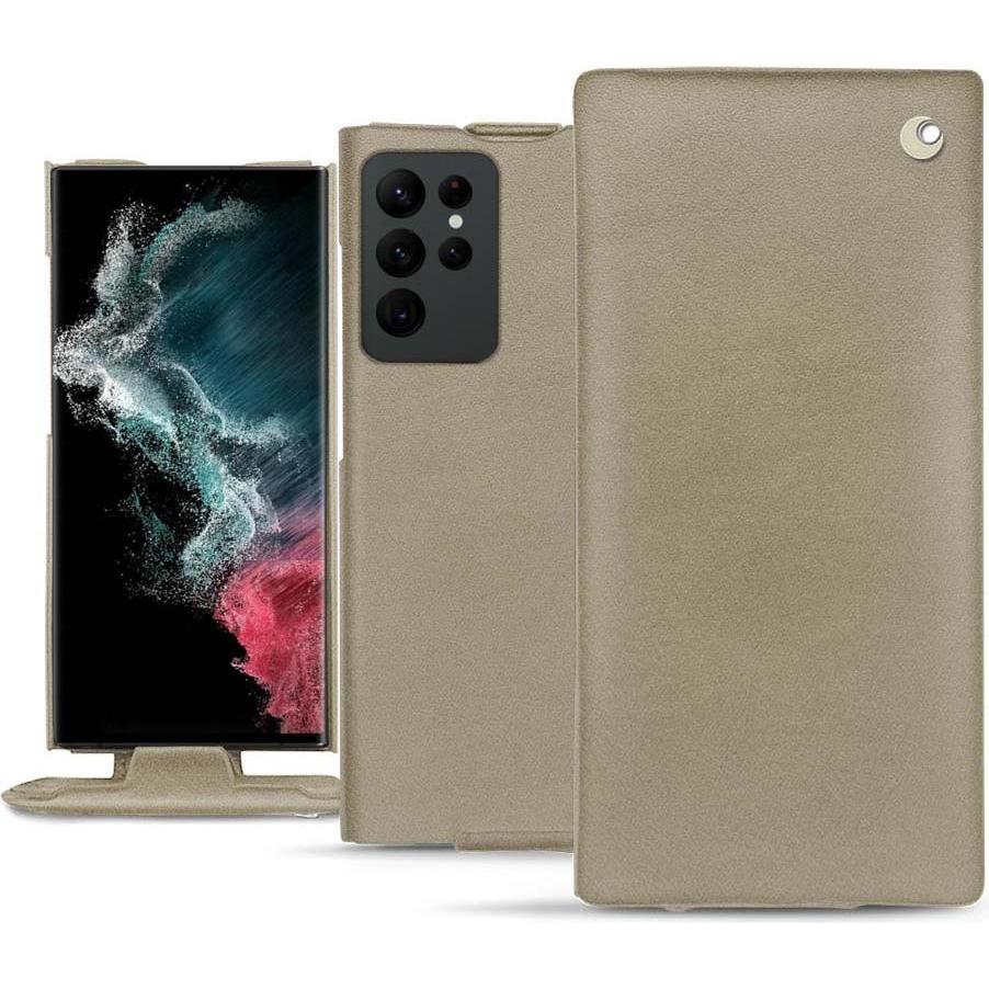 Noreve Lederschutzhülle vertikal (Samsung Galaxy S22 Ultra), Smartphone Hülle, Beige