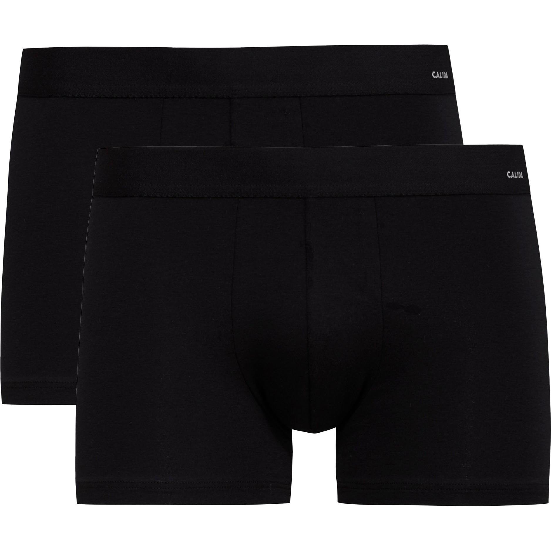 Calida, Herren, Unterhosen, Boxershort Casual Figurbetont New Boxer Cotton Code, Schwarz, (L, 2er Pack)