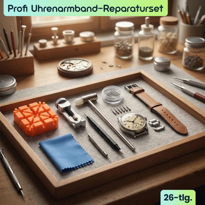 Produktbild Ideoon Profi Uhrenarmband-Reparaturset, 26-tlg.: Armbandkürzer & Bandwechsel-Werkzeug
