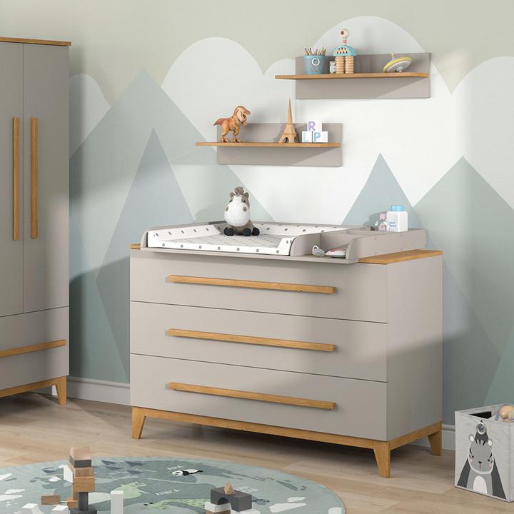 Actual product image VitaliSpa Changing dresser Malia, Cashmere oak, 133 x 98 cm XL with 3 drawers