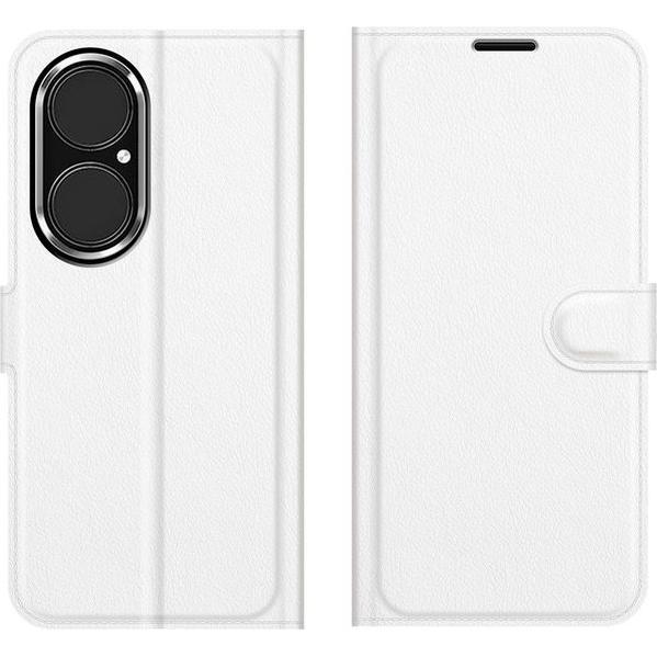 MU Classic Litchi Leder Bookcover Series (Huawei P50), Smartphone Hülle, Weiss