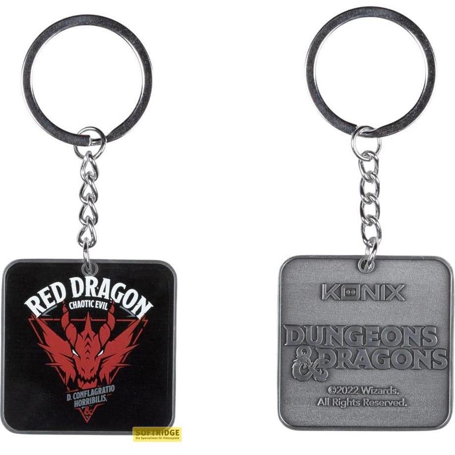 Konix, Herren, Schlüsselanhänger, Dungeons & Dragons porte-clés Red Dragon, Schwarz, Rot