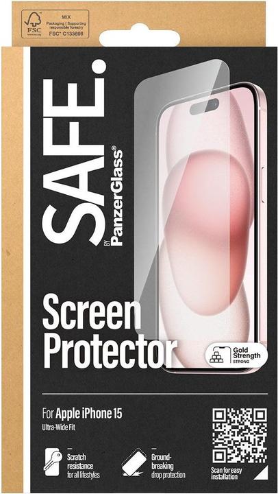 Produktbild PanzerGlass SAFE. Screen Protector Ultra-Wide Fit (1 Stück, Apple iPhone 15)