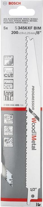 Image du produit Bosch Professional Zubehör Lame de scie sabre S 3456 XF, Progressor for Wood and Metal, pack de 5