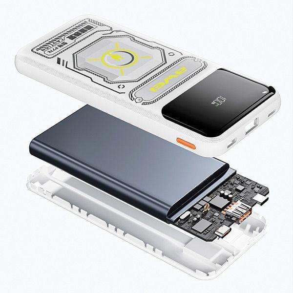 Actual product image Awei PowerBank z wbudowanym kablem Lightning/USB-C P77K 10000mAh czarny/black 22.5W (10000 mAh, 22 W, 37 Wh)