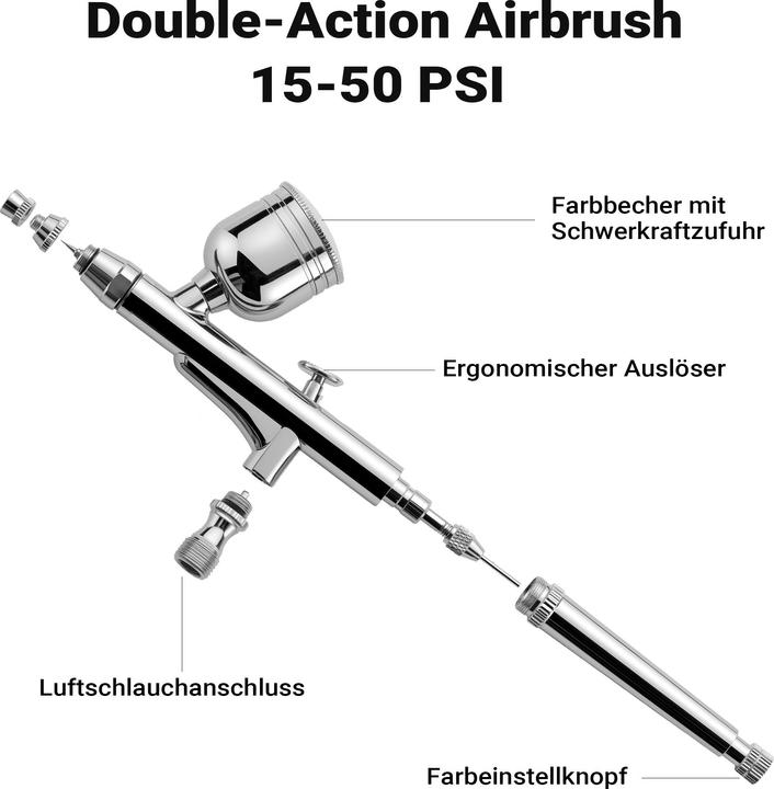 Produktbild Wiltec Airbrush Pistole HS-30-1 Air Brush Designs 0,3mm Düse Flüssigkeitsbecher