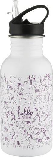 Actual product image Typhoon Pure Range | Colour Changing Steel Water Bottle | Unicorn and Rainbow Print Design | Leak-Proof & Co (0.55 l)
