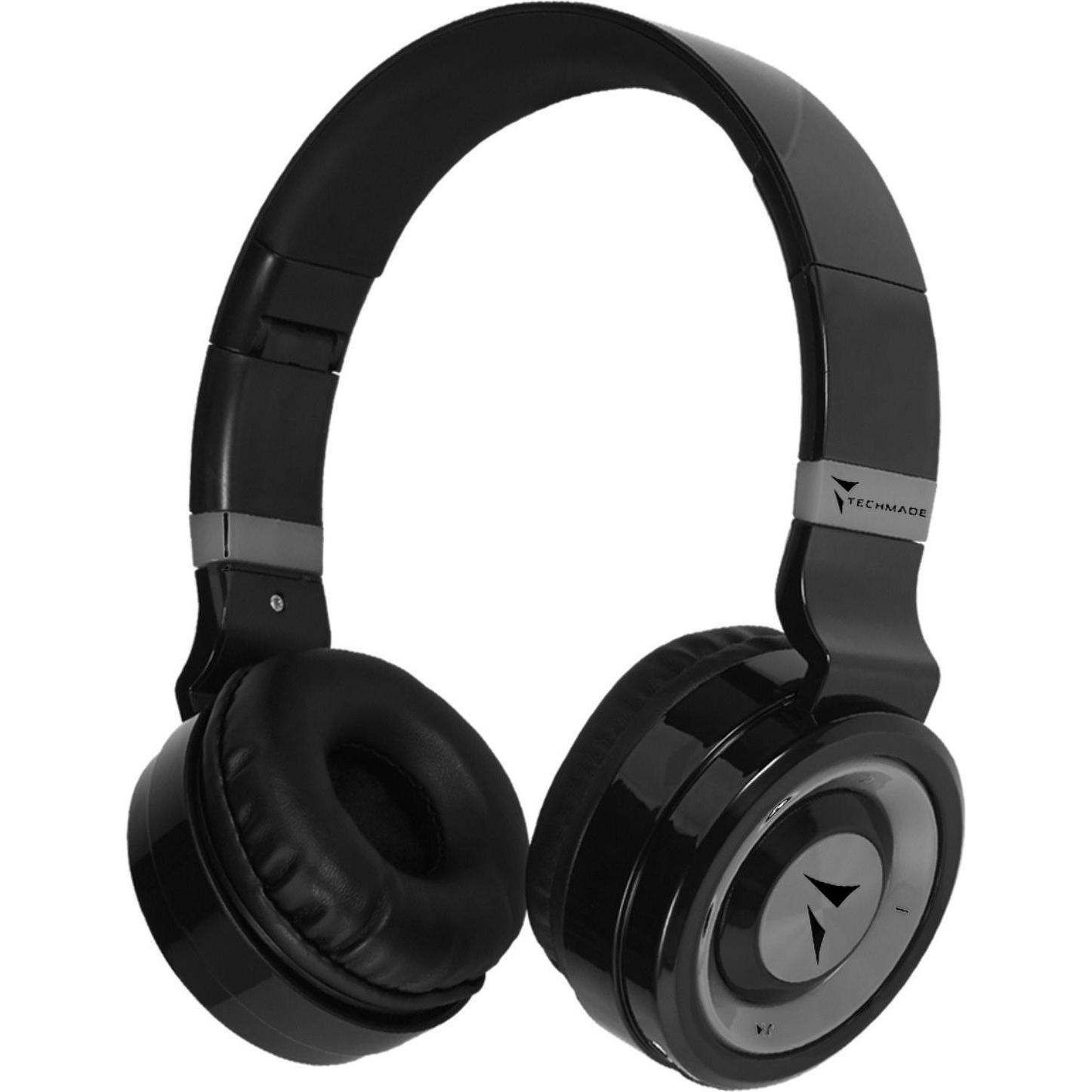 Techmade Kabelloses Bluetooth-Headset mit Mikrofon (Kabellos), Kopfhörer, Grau