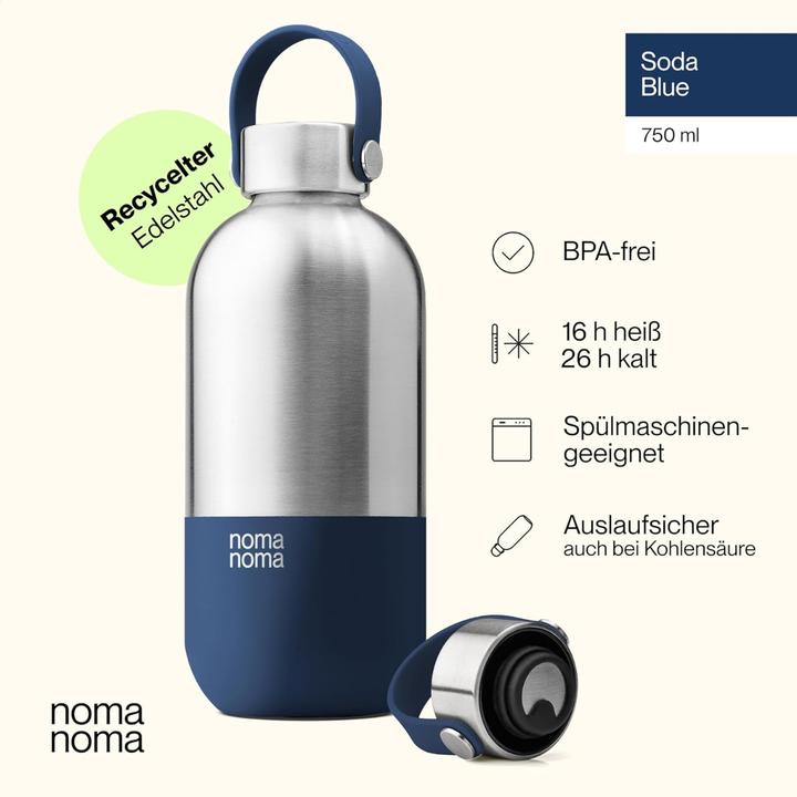 Actual product image noma noma Trinkflasche Edelstahl auslaufsicher 750ml Soda Blue (0.75 l)