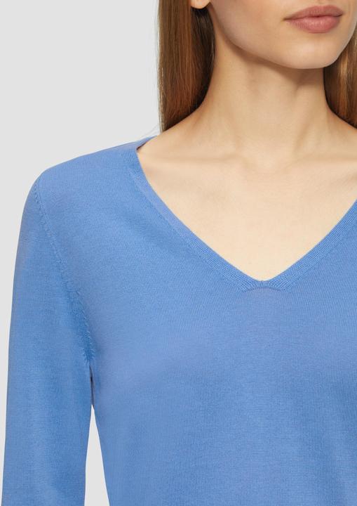 Produktbild S.Oliver Strickpullover Feinstrickpullover mit V-Ausschnitt und Rollkante am Saum (38)