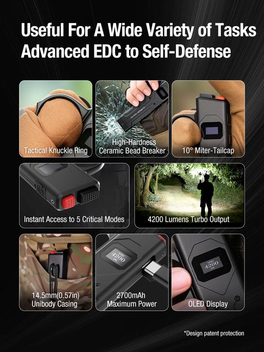 Actual product image Klarus FlatTac X1-K mit Führungsring, 4200 Lumen (inkl. Akku) (14.75 cm, 4200 lm)