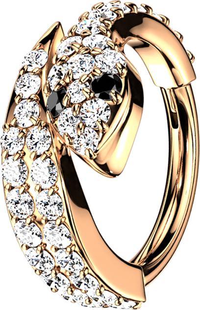 Immagine prodotto Star Piercing Anello a micro segmenti con cerniera in oro rosa e cristalli (senza ottone, Acciaio chirurgico 316L)