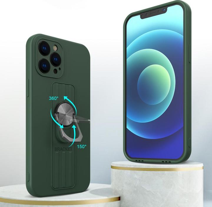 Produktbild Hurtel Ring Case Silikonhülle mit Fingergriff und Ständer für iPhone 12 Pro Max mint (Apple iPhone 12 Pro Max)