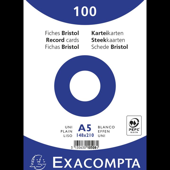 Actual product image Exacompta Index card Format of card: DIN A5 Design of ruling: blank (A4, 205 g/m², 100 x)