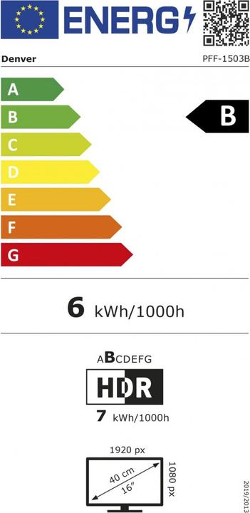 Energielabel Denver PFF-1503B ZWART (15.60", 1920 x 1080 Pixels)