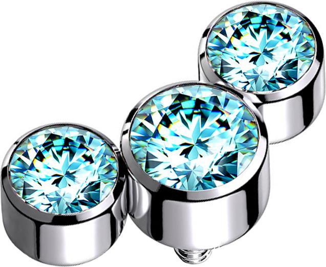 Immagine prodotto Star Piercing Dermal Anchor argento tre cristalli acqua (senza ottone, Titanio)