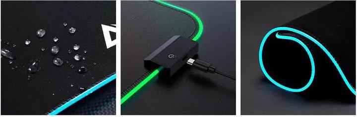 Actual product image Aukey KM-P8 RGB Gaming mouse pad 45x40cm WATERPROOF