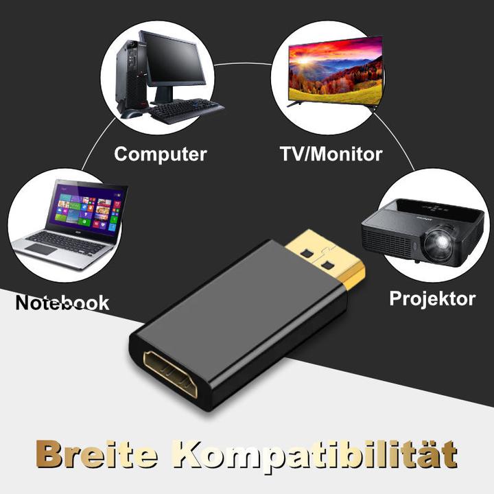 Immagine prodotto Hermex Adattatore Displayport a HDMI Adattatore DP a HDMI DP maschio HDMI femmina (HDMI, 2.40 cm)