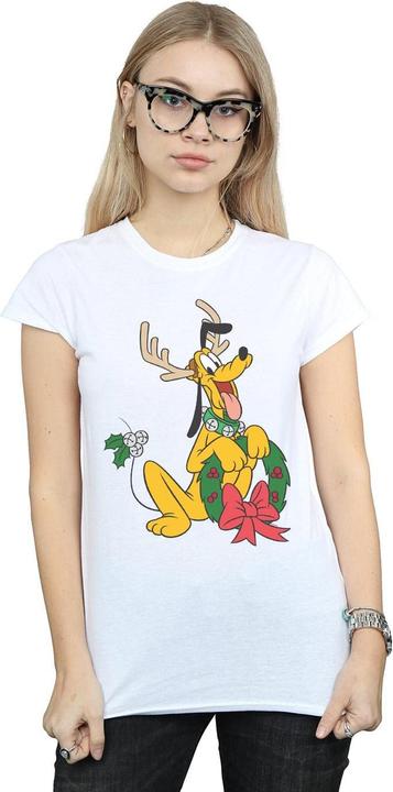 Actual product image Disney Womens/Ladies Pluto Christmas Reindeer Cotton T-Shirt (M)