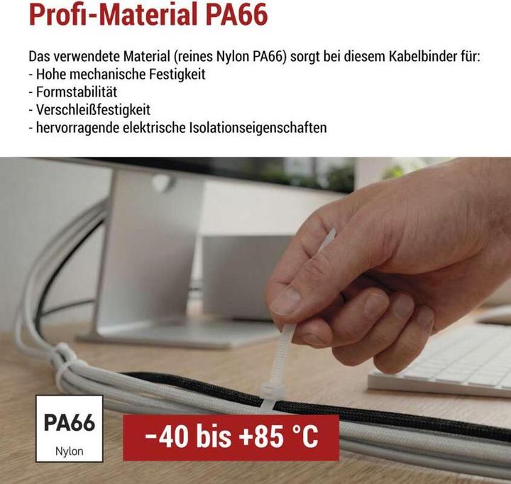 Actual product image Emos Cable tie 200×3,5, white, 100 pcs (200 mm, 100 pcs.)
