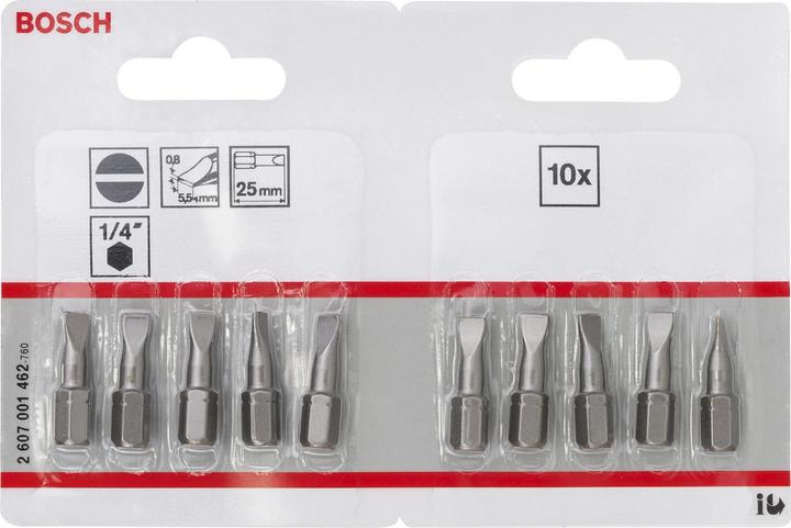 Actual product image Bosch Professional Zubehör Screwdriver bit extra-hard S 0.8 x 5.5, 25 mm, pack of 10 (SL 0.8 x 5.5)