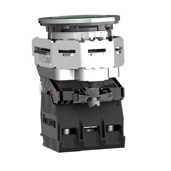 Actual product image Schneider Electric Illuminated pushbutton Harmony XB4F 30mm 1OE+1S green 230V