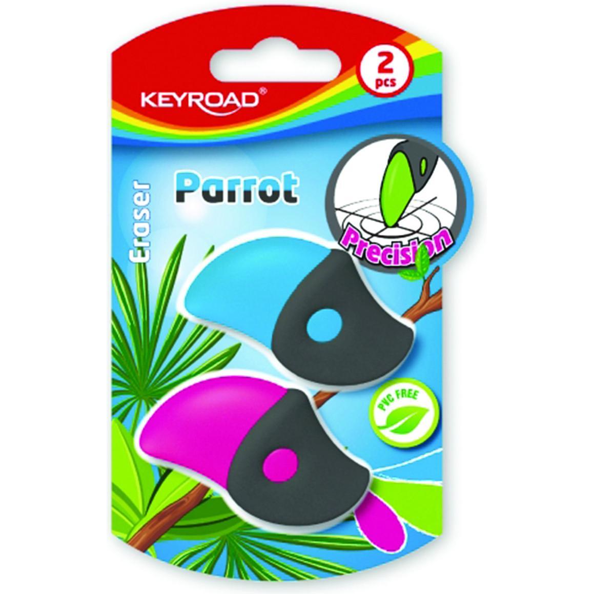 Keyroad, Strumenti di correzione, Gomma universale Parrot, 2 pezzi, blister, colori misti