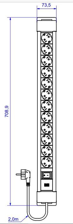 Actual product image Bachmann Steckdosenleiste 12fach Schalter (12x, CEE 7/3, 2 m)