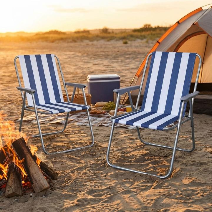 Produktbild Westerholt 2er-Set Campingstuhl blau/weiss - klappbar, robust & platzsparend