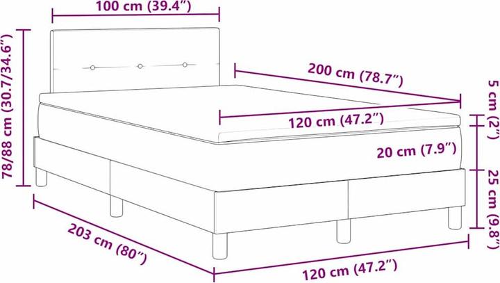 Actual product image vidaXL Boxspring (120 x 200 cm)