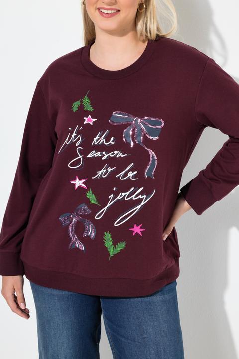 Produktbild Ulla Popken Weihnachts-Sweatshirt, Schleifen, Rundhals, Langarm (54)