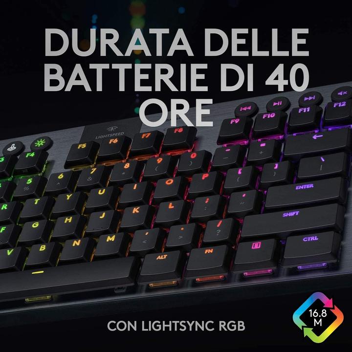 Productafbeelding Logitech G G915 TKL Tenkeyless LIGHTSPEED Draadloos RGB Mechanisch Gaming Toetsenbord RF Wirele (IT, Draadloze)