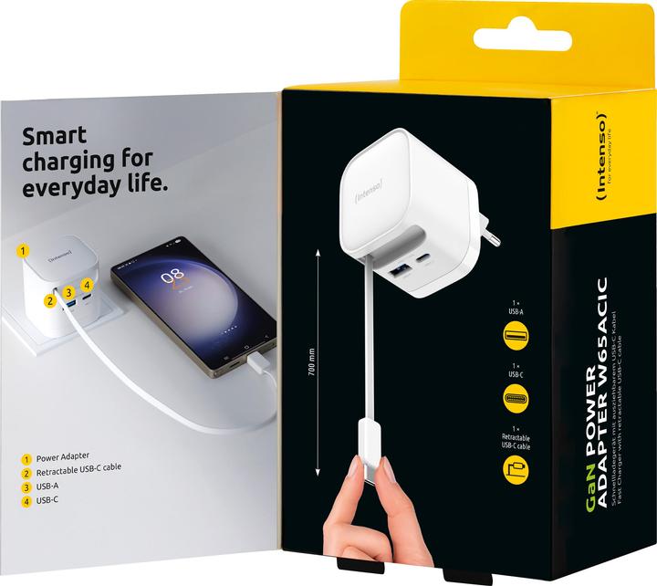 Immagine prodotto Intenso POWER ADAPTER 1XUSB-A/1XUSB-C/BLACK 7806522 (65 W)