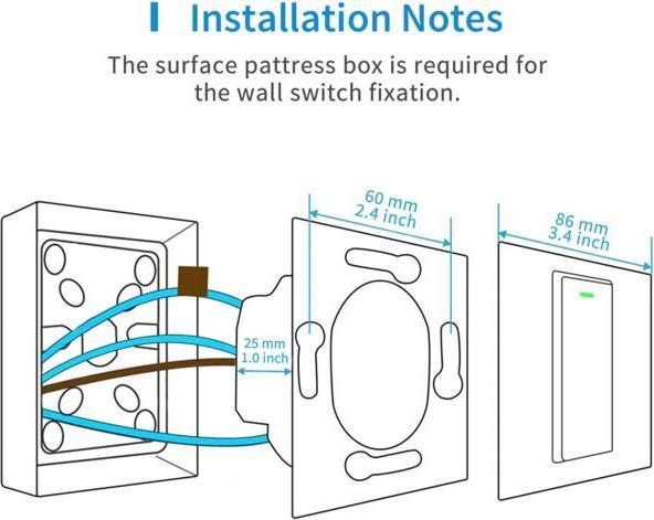 Actual product image Meross Smart Wi-Fi 1 Way Wall Switch