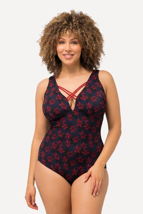 Produktbild Ulla Popken Badeanzug, Blüten, Zierbänder, Softcups (46)