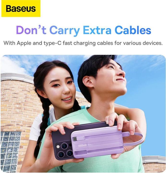 Produktbild Baseus Powerbank Comet with USB to USB-C cable, 10000mAh, 22.5W (purple) (10000 mAh, 22.50 W, 38.50 Wh)