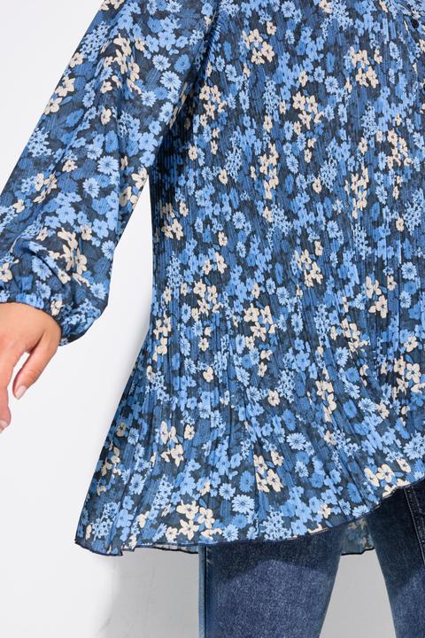Actual product image Ulla Popken Pleated Floral Print Long Sleeve Tunic Blouse (54)
